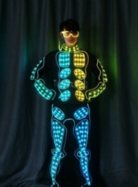 DMX512 controlled Full color LED and fiber optic dance costume